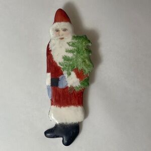 St. Nicholas Painted Ceramic Christmas Broach - 4"